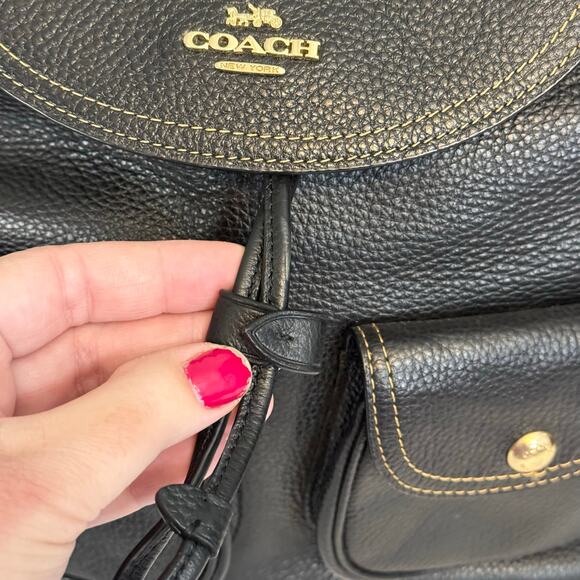 Coach Pennie Backpack Black 6145 Pebbled Leather Luxury Dark Academia Minimalist main image 12